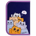 Пенал ПИФАГОР, 1 отделение, 1 откидная планка, полиэстер, 19х13 см, "Cats greetings", 272291 272291