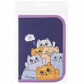 Пенал ПИФАГОР, 1 отделение, 1 откидная планка, полиэстер, 19х13 см, "Cats greetings", 272291 272291
