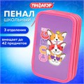 Пенал ПИФАГОР, 3 отделения, ламинированный картон, 19х11 см, "Corgi queen", 272250 272250