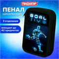 Пенал ПИФАГОР, 3 отделения, ламинированный картон, 19х11 см, "Goal", 271547 271547