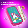 Пенал ЮНЛАНДИЯ, 2 отделения, ламинированный картон, 19х11 см, "Neon unicorn", 270172 270172