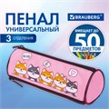 Пенал мягкий BRAUBERG, 3 отделения, нейлон, 21х7х7 см, "Puppies", 270839 270839