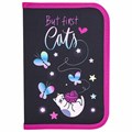 Пенал BRAUBERG с наполнением, 1 отделение, 1 откидная планка, 24 предмета, 21х14 см, "Cats first", 271525 271525