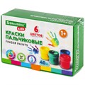 Краски пальчиковые для малышей от 1 года, КЛАССИКА, 6 цветов по 40 мл, BRAUBERG KIDS, 192396 192396
