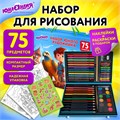 Набор ЮНОГО ХУДОЖНИКА "ОРЕЛ" для рисования и творчества в кейсе ЮНЛАНДИЯ, 75 предметов, 665674 665674