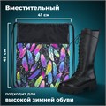 Мешок для обуви BRAUBERG БОЛЬШОЙ, с ручкой, карман на молнии, сетка, 49х41 см, "Feathers", 271057 271057