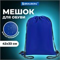 Мешок для обуви BRAUBERG ПРОЧНЫЙ, на шнурке, синий, 42x33 см, 227140 227140