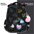Ранец BRAUBERG LUMINOUS, 2 отделения, с брелоком, "Diamonds", СВЕТЯЩИЙСЯ РИСУНОК, 38х29х16 см, 272070 272070