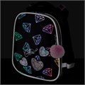 Ранец BRAUBERG LUMINOUS, 2 отделения, с брелоком, "Diamonds", СВЕТЯЩИЙСЯ РИСУНОК, 38х29х16 см, 272070 272070