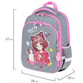 Ранец BRAUBERG QUADRO, 3 отделения, с брелком, "Anime friends", 37х28х18 см, 272022 272022
