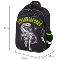 Ранец BRAUBERG QUADRO, 3 отделения, с брелком, "Tyrannosaur", светящийся рисунок, 37х28х18 см, 272021 272021
