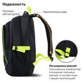 Рюкзак BRAUBERG HIGH SCHOOL универсальный, 3 отделения, "Акцент", черный/салатовый, 46х31х18 см, 270761 270761