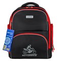 Рюкзак BRAUBERG CLASSIC, легкий каркас, премиум материал, "Motorbike", черный, 37x32х21 см, 270583 270583