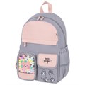 Рюкзак BRAUBERG PASTEL с термонашивками в комплекте, "Sweet paws", серый, 40х29х14 см, 272064 272064 - фото 270117
