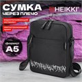 Сумка на плечо HEIKKI COMPACT (ХЕЙКИ) с карманом, черная с принтом, 23х17х5 см, 272629 272629
