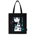 Сумка шоппер BRAUBERG PREMIUM, канвас, 40х35 см, на кнопке, карман, черный, "Anime face", 271903 271903 - фото 271427