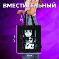 Сумка шоппер BRAUBERG PREMIUM, канвас, 40х35 см, на кнопке, карман, черный, "Anime face", 271903 271903