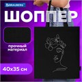 Сумка шоппер BRAUBERG, канвас, 40х35 см, черный, "Vector girl", 271899 271899
