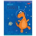 Тетрадь 12 л. HATBER клетка, обложка картон, тиснение, "Hello Dino" (5 видов в спайке), 12Т5тВ1 106548