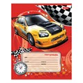Тетрадь 12 л., HATBER, косая линия, обложка картон, "Спортивные авто" (микс в спайке), 013954, 12Т5В6 105422