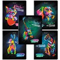 Тетрадь А5, 48 л., BRAUBERG, скоба, клетка, матовая ламинация, выборочный лак, "Animals Pop-Art" (микс в спайке), 404374 404374 - фото 274417