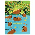 Тетрадь на кольцах А5 160х212 мм, 120 листов, картон, выборочный лак, клетка, BRAUBERG, "Капибары", 404731 404731