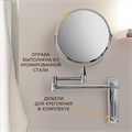 Зеркало настенное BRABIX, диаметр 17 см, двусторонее, с увеличением, нержавеющая сталь, выдвижное (петли), 607419 607419