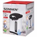 Термопот SONNEN TP-38, 4 л, 900 Вт, 1 температурный режим, 3 режима подачи воды, сталь, черный/серебро, 456710 456710