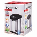 Термопот SONNEN TP-50, 5 л, 900 Вт, 1 температурный режим, 3 режима подачи воды, сталь, белый/серебро, 456711 456711