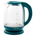 Чайник KITFORT КТ-640-4, 1,7 л, 2200 Вт, закрытый нагревательный элемент, ТЕРМОРЕГУЛЯТОР, стекло, изумрудный 456014