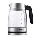 Чайник KITFORT КТ-641, 1,8 л, 2200 Вт, закрытый нагревательный элемент, стекло, серебристый 456016