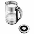 Чайник KITFORT КТ-690, 1,7 л, 2200 Вт, закрытый нагревательный элемент, LED дисплей, ТЕРМОРЕГУЛЯТОР, стекло, серебро 456024