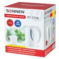 Чайник SONNEN KT-1758, 1,7 л, 2200 Вт, закрытый нагревательный элемент, пластик, белый, 453415 453415
