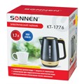 Чайник SONNEN KT-1776, 1,7 л, 2200 Вт, закрытый нагревательный элемент, пластик, черный/горчичный, 453418 453418