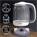 Чайник SONNEN KT-1792, 1,7 л, 2200 Вт, закрытый нагревательный элемент, стекло, белый, подсветка, 454348 454348