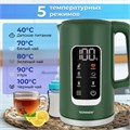 Чайник с терморегулятором и дисплеем, ДВОЙНЫЕ СТЕНКИ, SONNEN KT-8723EG, 1,7 л, 2200 Вт, изумрудный, 454689 454689