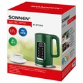 Чайник с терморегулятором и дисплеем, ДВОЙНЫЕ СТЕНКИ, SONNEN KT-8723EG, 1,7 л, 2200 Вт, изумрудный, 454689 454689