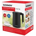 Чайник электрический с двойными стенками SONNEN KT-8719B, 1,5 л, 2200 Вт, черный, 454692 454692