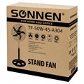 Вентилятор напольный, 3 режима, SONNEN TF-50W-45-А304, d=45 см, 50 Вт, черный, 454789, FS-45-A304 454789