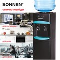 Кулер для воды SONNEN FSC-02W TURBO напольный, ТУРБОНАГРЕВ/ОХЛАЖДЕНИЕ КОМПРЕССОРНОЕ, шкаф, 2 крана, черный, 456171 456171