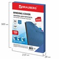 Обложки картонные для переплета, А4, КОМПЛЕКТ 100 шт., тиснение под кожу, 230 г/м2, синие, BRAUBERG, 530836 530836