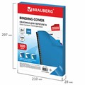Обложки пластиковые для переплета, А4, КОМПЛЕКТ 100 шт., 300 мкм, синие, BRAUBERG, 530941 530941